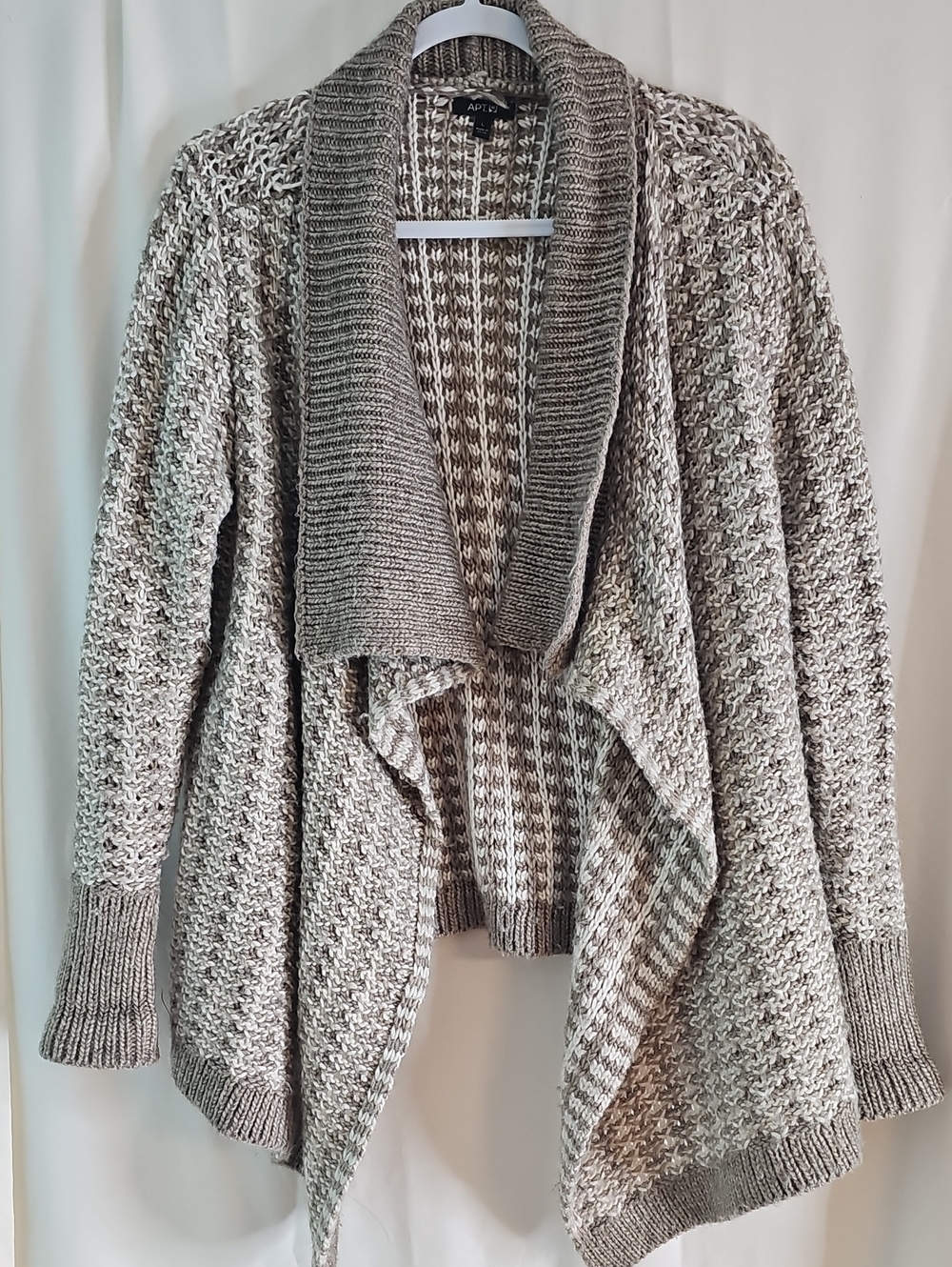 Apt. 9 Taupe and Cream Marled Open-Front Cardigan